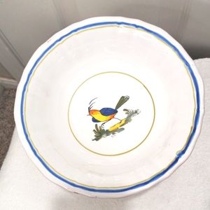 Mancer Bowl on Stand, Hand Painted Made in Italy, 8"x 18" around